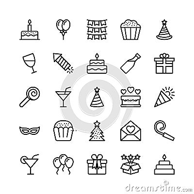 Christmas, Halloween, Party and Celebration Line Vector Icons 19 Stock Photo